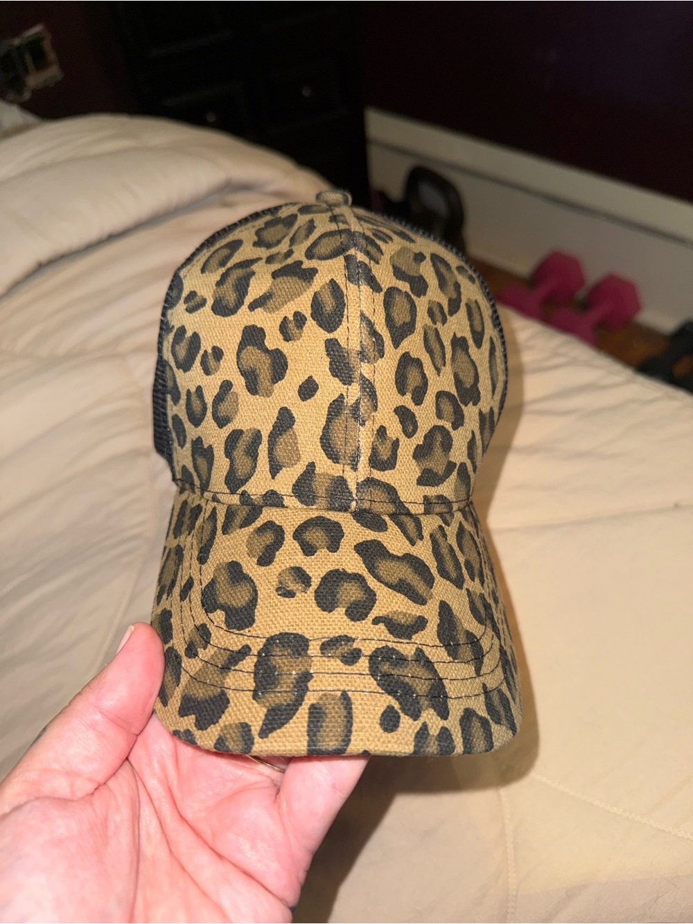 Leopard Print Baseball Cap in Tan and Black